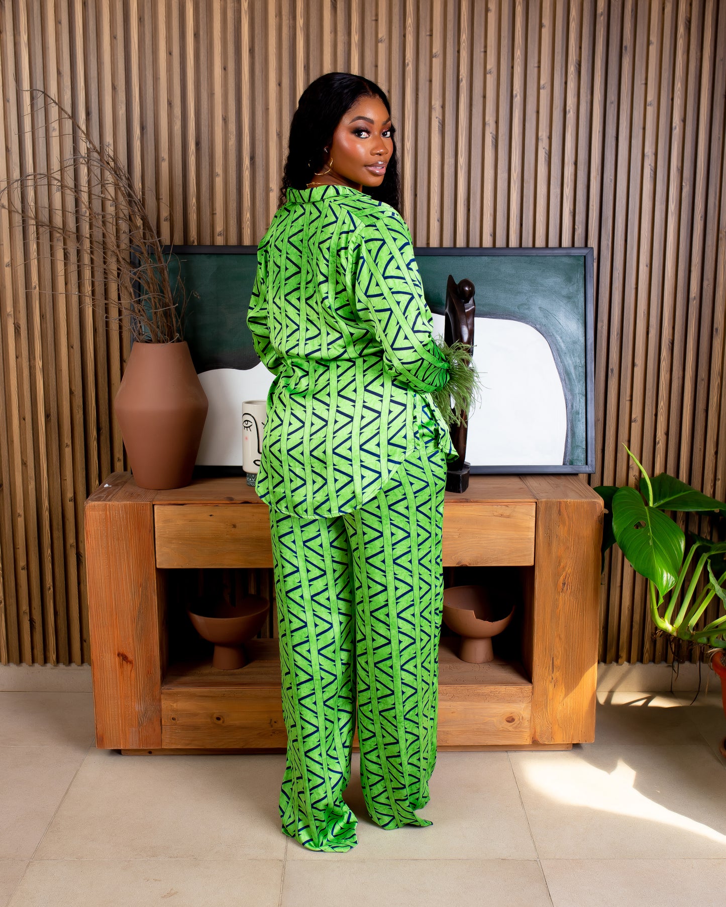 Feather Pj Set ( Green Feathers)