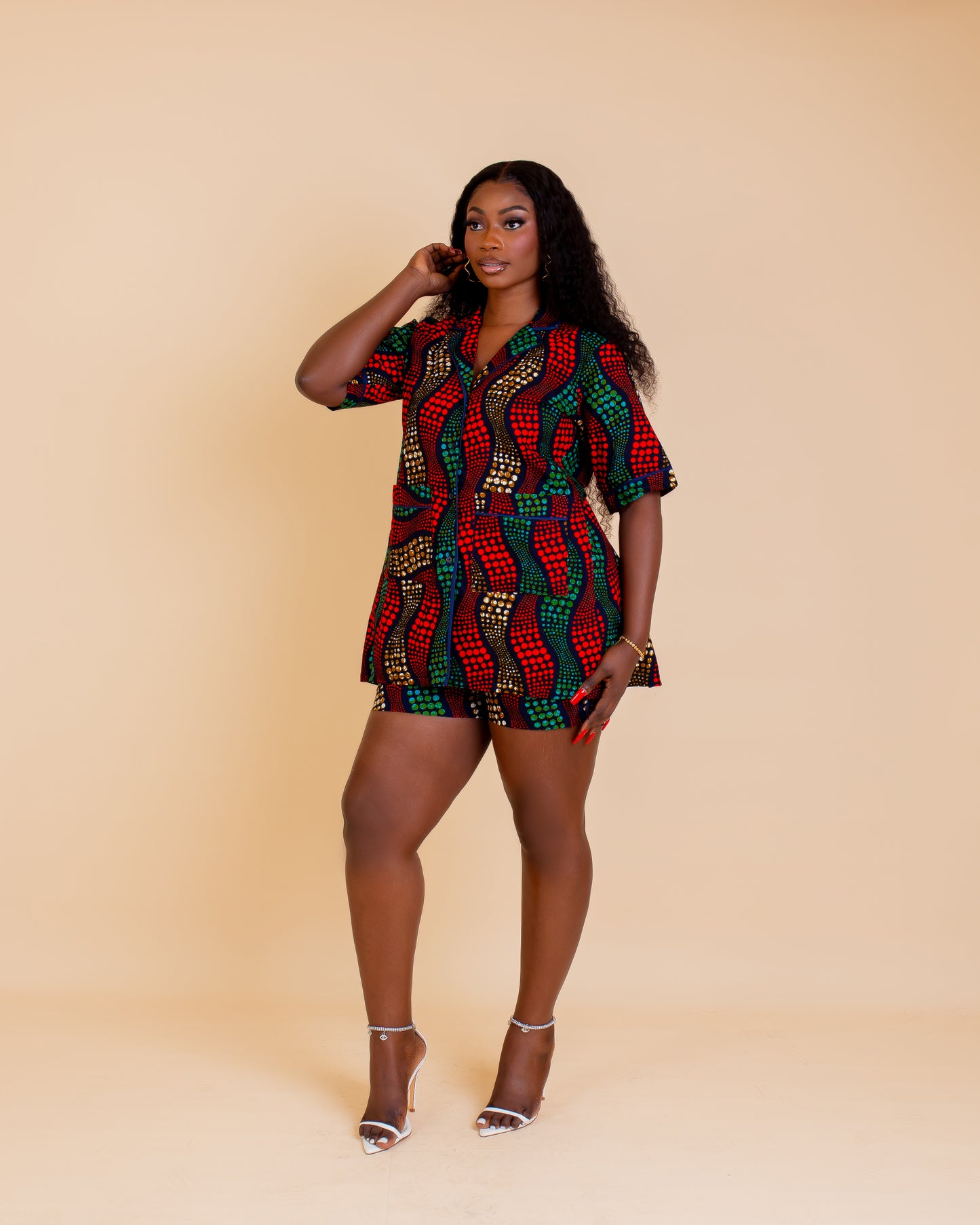 Aduke Ankara Short Set (Red Print)