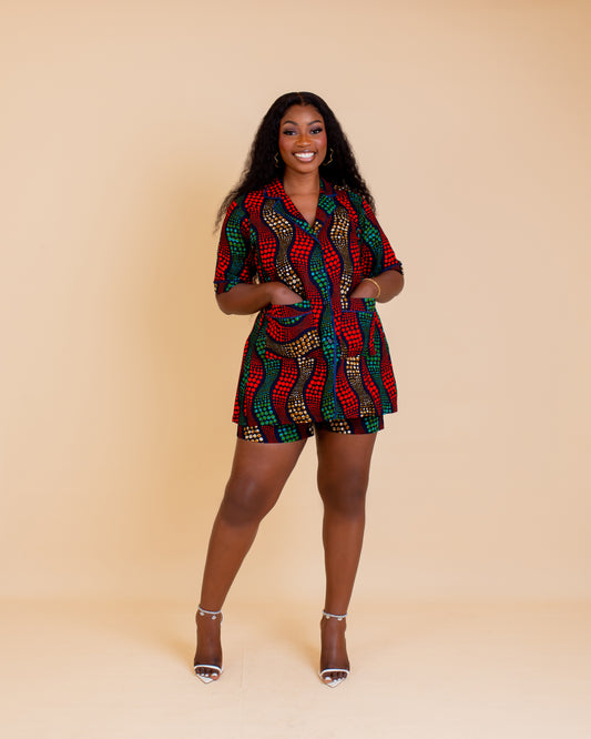 Aduke Ankara Short Set (Red Print)